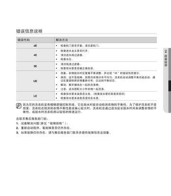 三星全自动洗衣机故障8e维修方法总结（三星全自动洗衣机故障8e的详细解决办法）