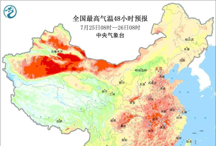 本轮降雨形势已转变，南方降雨减少北方增多，高温过程将达到顶点