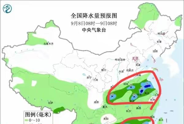 新台风已生成，新一轮强降雨凶猛来袭，明天8号大雨暴雨分布如下